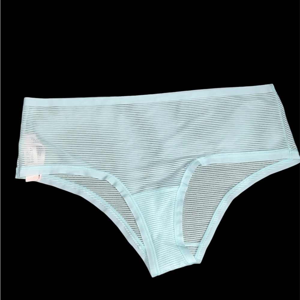 Victoria's Secret mesh Light Blue Striped Hipster Panty size M